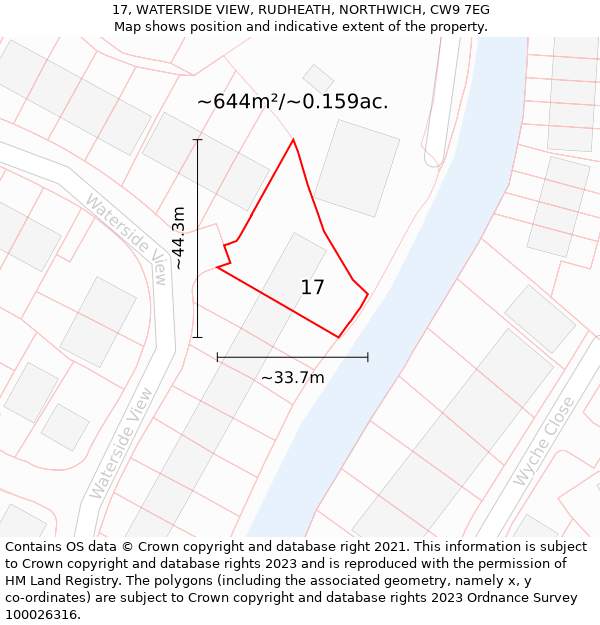 17, WATERSIDE VIEW, RUDHEATH, NORTHWICH, CW9 7EG: Plot and title map