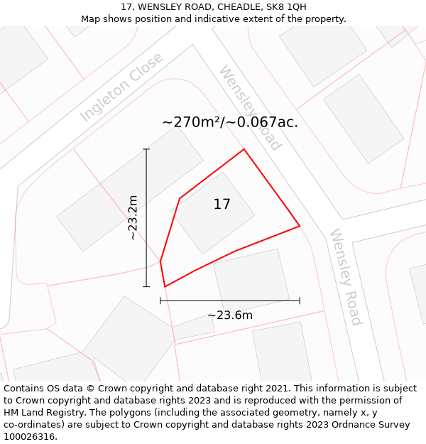 17, WENSLEY ROAD, CHEADLE, SK8 1QH: Plot and title map