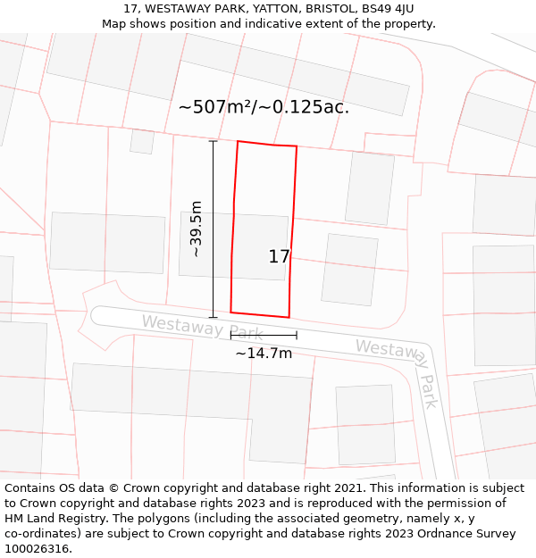 17, WESTAWAY PARK, YATTON, BRISTOL, BS49 4JU: Plot and title map