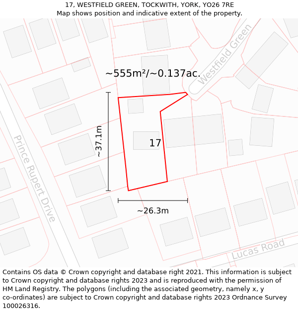 17, WESTFIELD GREEN, TOCKWITH, YORK, YO26 7RE: Plot and title map