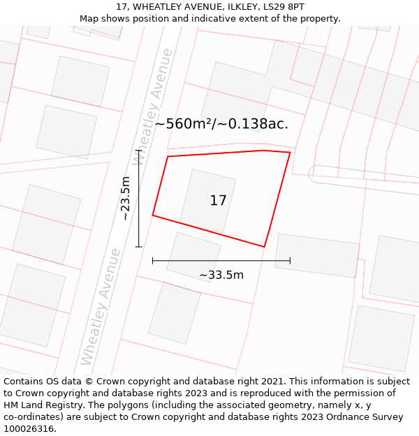 17, WHEATLEY AVENUE, ILKLEY, LS29 8PT: Plot and title map