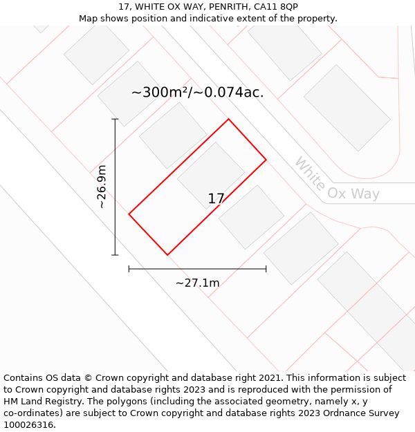 17, WHITE OX WAY, PENRITH, CA11 8QP: Plot and title map