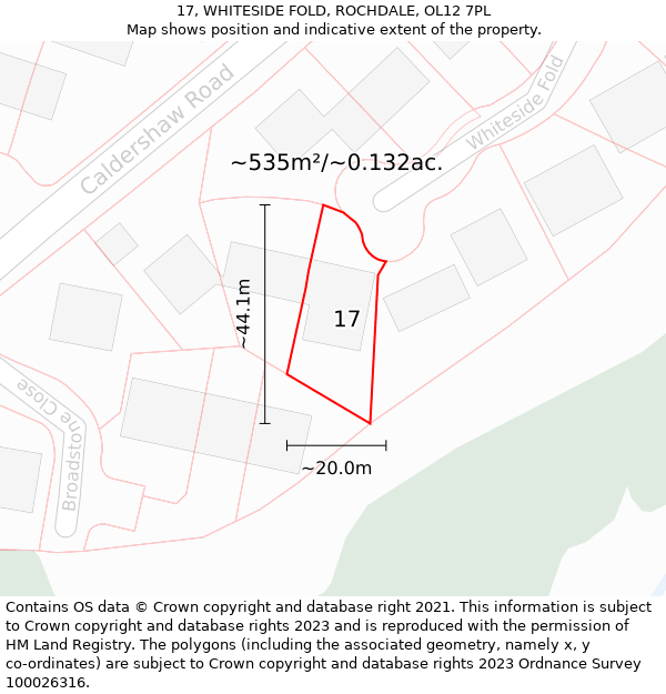 17, WHITESIDE FOLD, ROCHDALE, OL12 7PL: Plot and title map