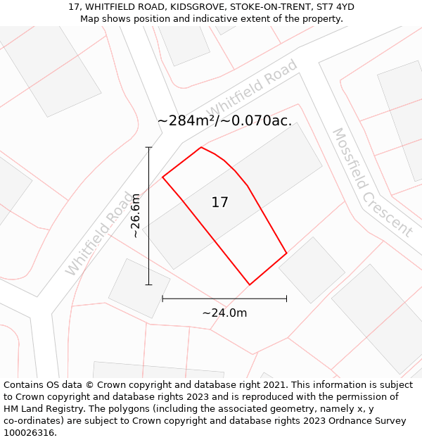 17, WHITFIELD ROAD, KIDSGROVE, STOKE-ON-TRENT, ST7 4YD: Plot and title map