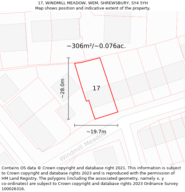 17, WINDMILL MEADOW, WEM, SHREWSBURY, SY4 5YH: Plot and title map