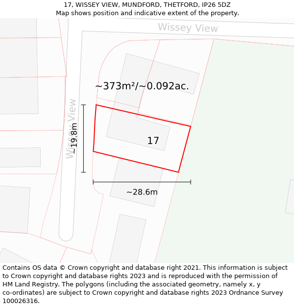 17, WISSEY VIEW, MUNDFORD, THETFORD, IP26 5DZ: Plot and title map