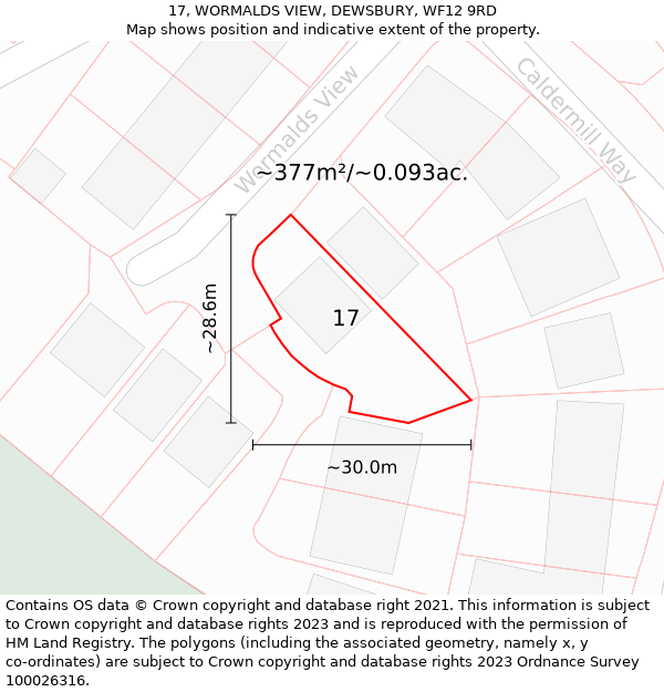 17, WORMALDS VIEW, DEWSBURY, WF12 9RD: Plot and title map