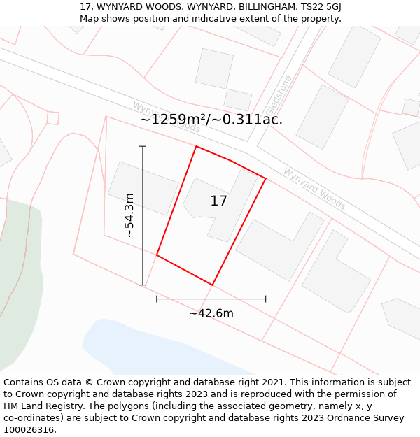 17, WYNYARD WOODS, WYNYARD, BILLINGHAM, TS22 5GJ: Plot and title map