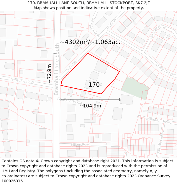 170, BRAMHALL LANE SOUTH, BRAMHALL, STOCKPORT, SK7 2JE: Plot and title map