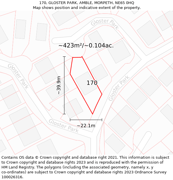 170, GLOSTER PARK, AMBLE, MORPETH, NE65 0HQ: Plot and title map