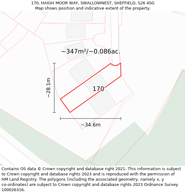 170, HAIGH MOOR WAY, SWALLOWNEST, SHEFFIELD, S26 4SG: Plot and title map