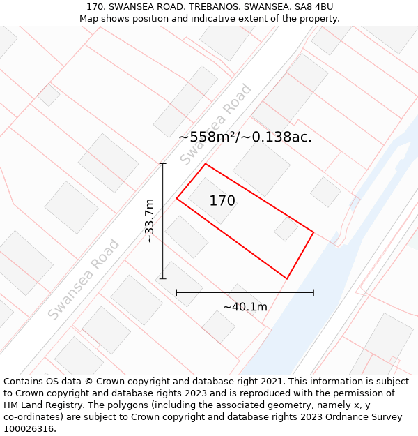 170, SWANSEA ROAD, TREBANOS, SWANSEA, SA8 4BU: Plot and title map