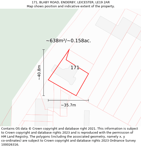171, BLABY ROAD, ENDERBY, LEICESTER, LE19 2AR: Plot and title map