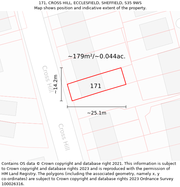 171, CROSS HILL, ECCLESFIELD, SHEFFIELD, S35 9WS: Plot and title map