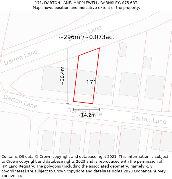 171, DARTON LANE, MAPPLEWELL, BARNSLEY, S75 6BT: Plot and title map