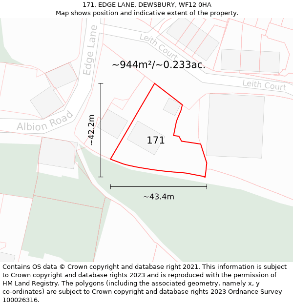 171, EDGE LANE, DEWSBURY, WF12 0HA: Plot and title map