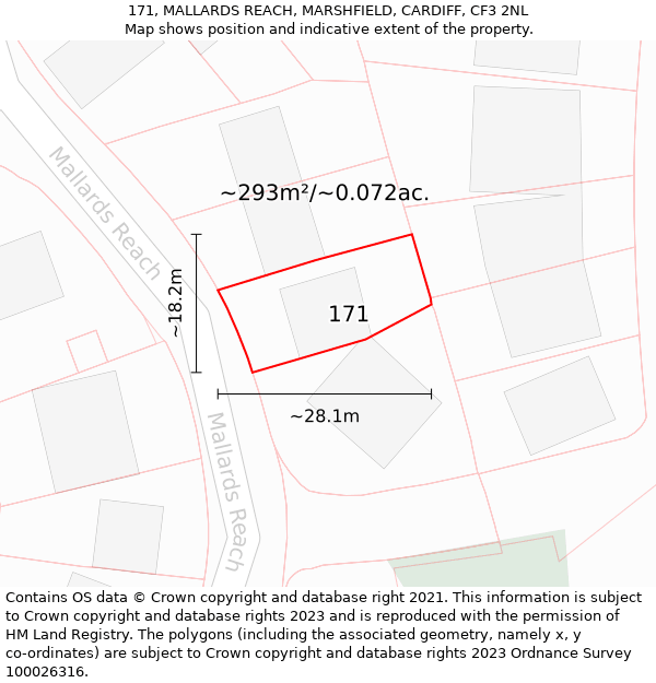 171, MALLARDS REACH, MARSHFIELD, CARDIFF, CF3 2NL: Plot and title map