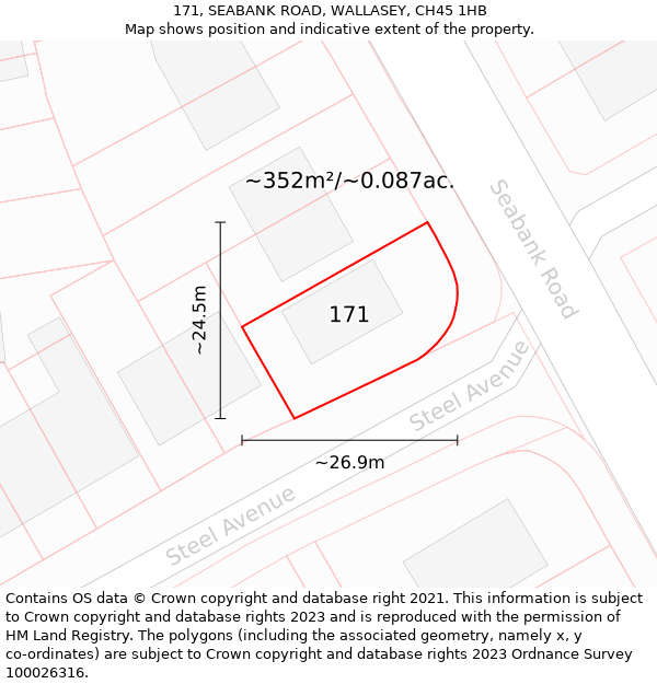 171, SEABANK ROAD, WALLASEY, CH45 1HB: Plot and title map