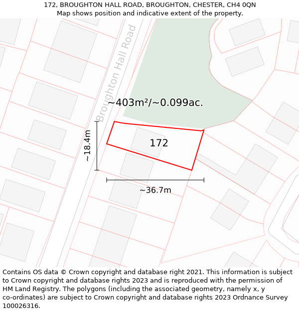 172, BROUGHTON HALL ROAD, BROUGHTON, CHESTER, CH4 0QN: Plot and title map