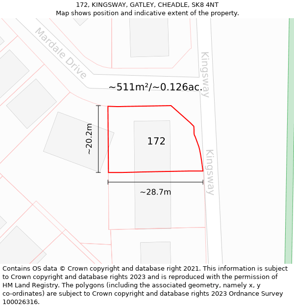 172, KINGSWAY, GATLEY, CHEADLE, SK8 4NT: Plot and title map