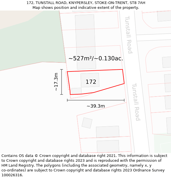 172, TUNSTALL ROAD, KNYPERSLEY, STOKE-ON-TRENT, ST8 7AH: Plot and title map