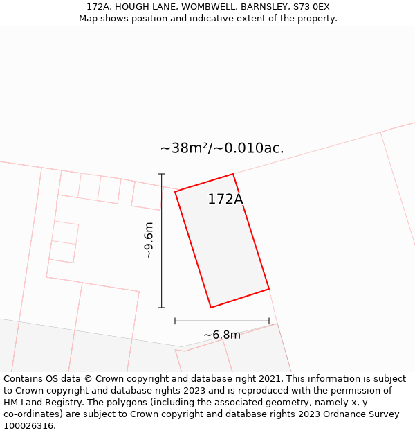 172A, HOUGH LANE, WOMBWELL, BARNSLEY, S73 0EX: Plot and title map