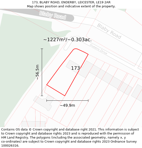 173, BLABY ROAD, ENDERBY, LEICESTER, LE19 2AR: Plot and title map