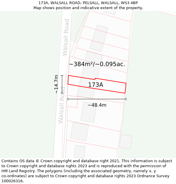 173A, WALSALL ROAD, PELSALL, WALSALL, WS3 4BP: Plot and title map