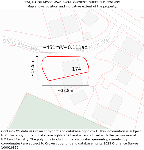 174, HAIGH MOOR WAY, SWALLOWNEST, SHEFFIELD, S26 4SG: Plot and title map