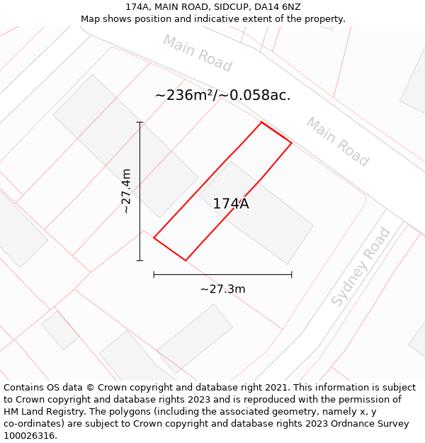 174A, MAIN ROAD, SIDCUP, DA14 6NZ: Plot and title map