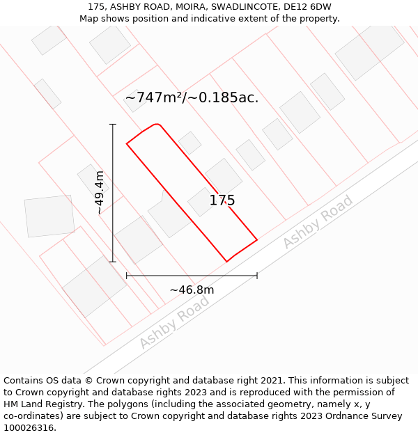 175, ASHBY ROAD, MOIRA, SWADLINCOTE, DE12 6DW: Plot and title map