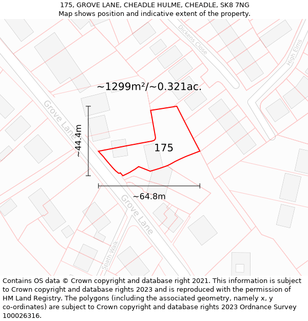 175, GROVE LANE, CHEADLE HULME, CHEADLE, SK8 7NG: Plot and title map