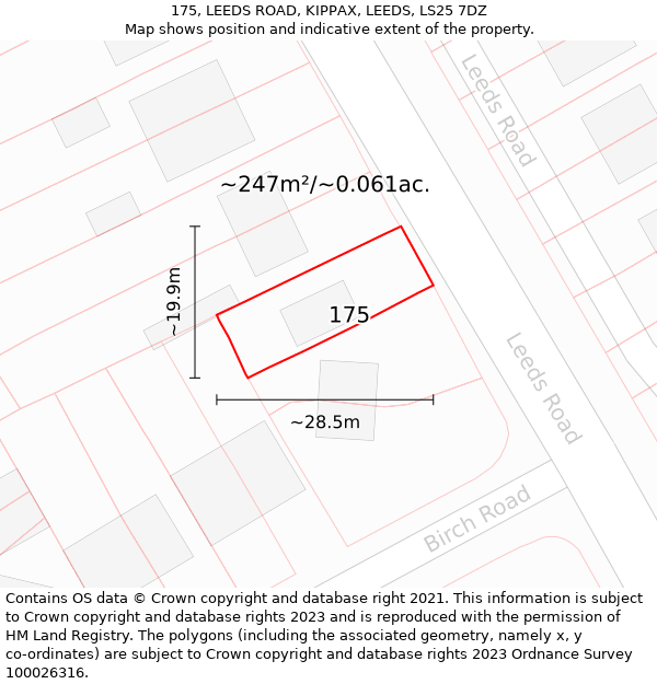 175, LEEDS ROAD, KIPPAX, LEEDS, LS25 7DZ: Plot and title map