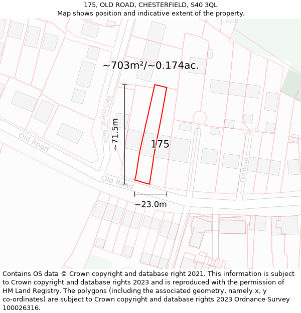 175, OLD ROAD, CHESTERFIELD, S40 3QL: Plot and title map