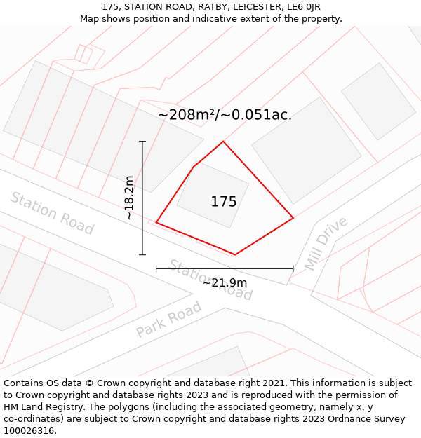 175, STATION ROAD, RATBY, LEICESTER, LE6 0JR: Plot and title map