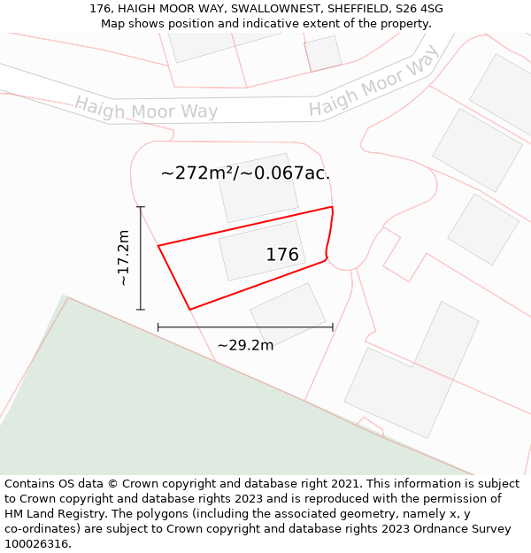 176, HAIGH MOOR WAY, SWALLOWNEST, SHEFFIELD, S26 4SG: Plot and title map