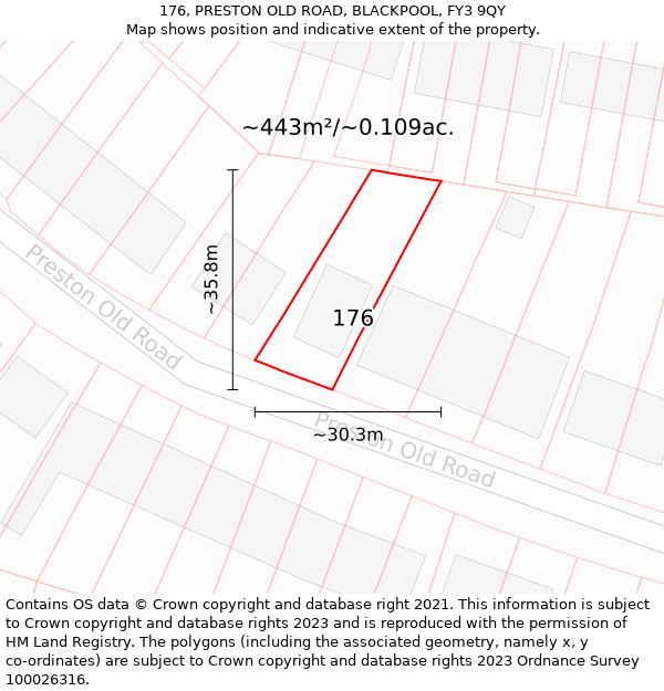 176, PRESTON OLD ROAD, BLACKPOOL, FY3 9QY: Plot and title map