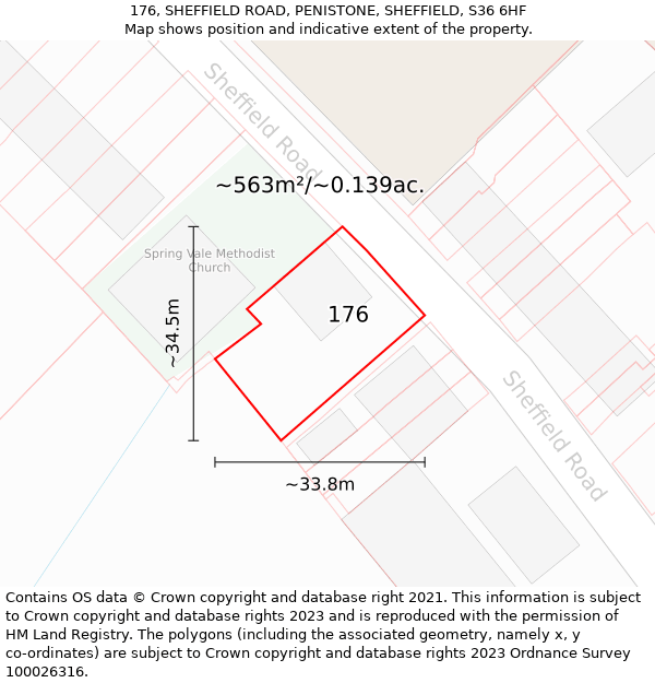 176, SHEFFIELD ROAD, PENISTONE, SHEFFIELD, S36 6HF: Plot and title map