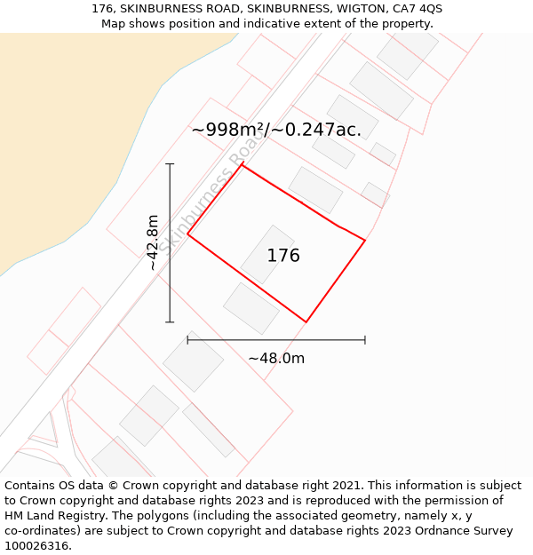 176, SKINBURNESS ROAD, SKINBURNESS, WIGTON, CA7 4QS: Plot and title map