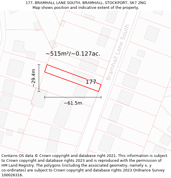 177, BRAMHALL LANE SOUTH, BRAMHALL, STOCKPORT, SK7 2NG: Plot and title map