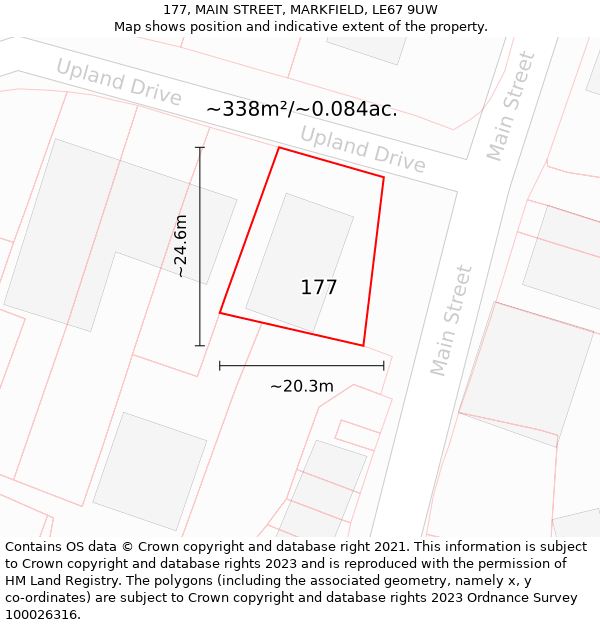 177, MAIN STREET, MARKFIELD, LE67 9UW: Plot and title map