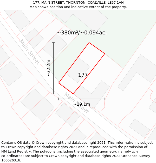 177, MAIN STREET, THORNTON, COALVILLE, LE67 1AH: Plot and title map