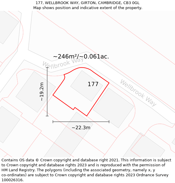 177, WELLBROOK WAY, GIRTON, CAMBRIDGE, CB3 0GL: Plot and title map