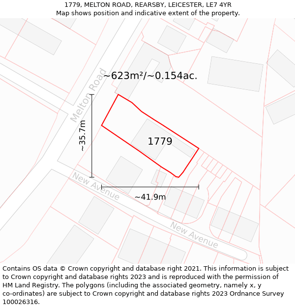 1779, MELTON ROAD, REARSBY, LEICESTER, LE7 4YR: Plot and title map