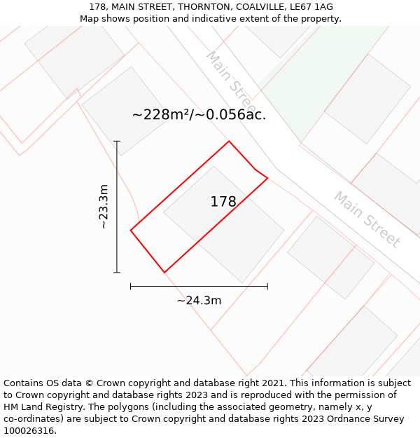 178, MAIN STREET, THORNTON, COALVILLE, LE67 1AG: Plot and title map