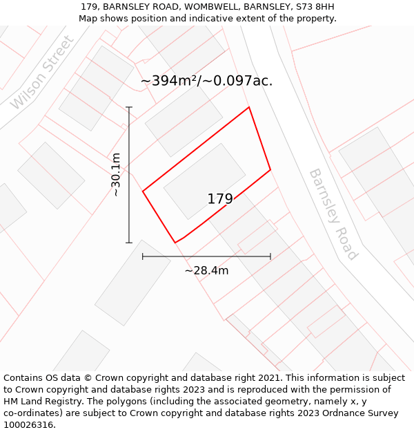 179, BARNSLEY ROAD, WOMBWELL, BARNSLEY, S73 8HH: Plot and title map