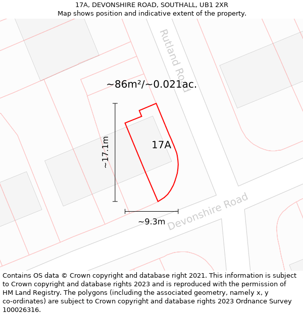 17A, DEVONSHIRE ROAD, SOUTHALL, UB1 2XR: Plot and title map