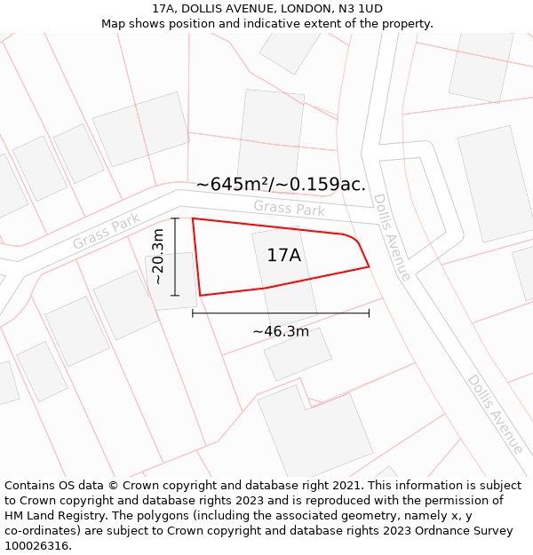 17A, DOLLIS AVENUE, LONDON, N3 1UD: Plot and title map