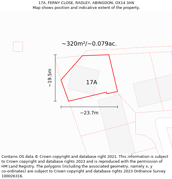 17A, FERNY CLOSE, RADLEY, ABINGDON, OX14 3AN: Plot and title map