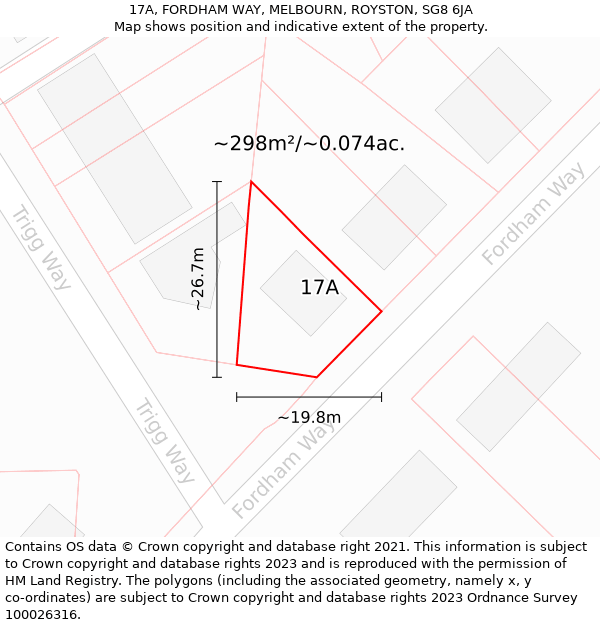 17A, FORDHAM WAY, MELBOURN, ROYSTON, SG8 6JA: Plot and title map